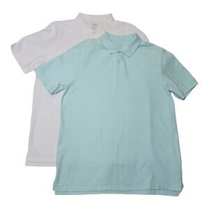 LL Bean Classic Polo Shirt Mens Size XLarge Tall Blue /White Short Sleeve Bundle
